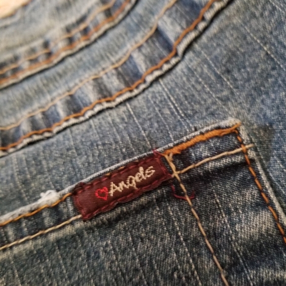 Angels Embroidered Y2k Floral 10" Flared Lowrise Denim Jeans Sz 9 (30×31) - Picture 9 of 16